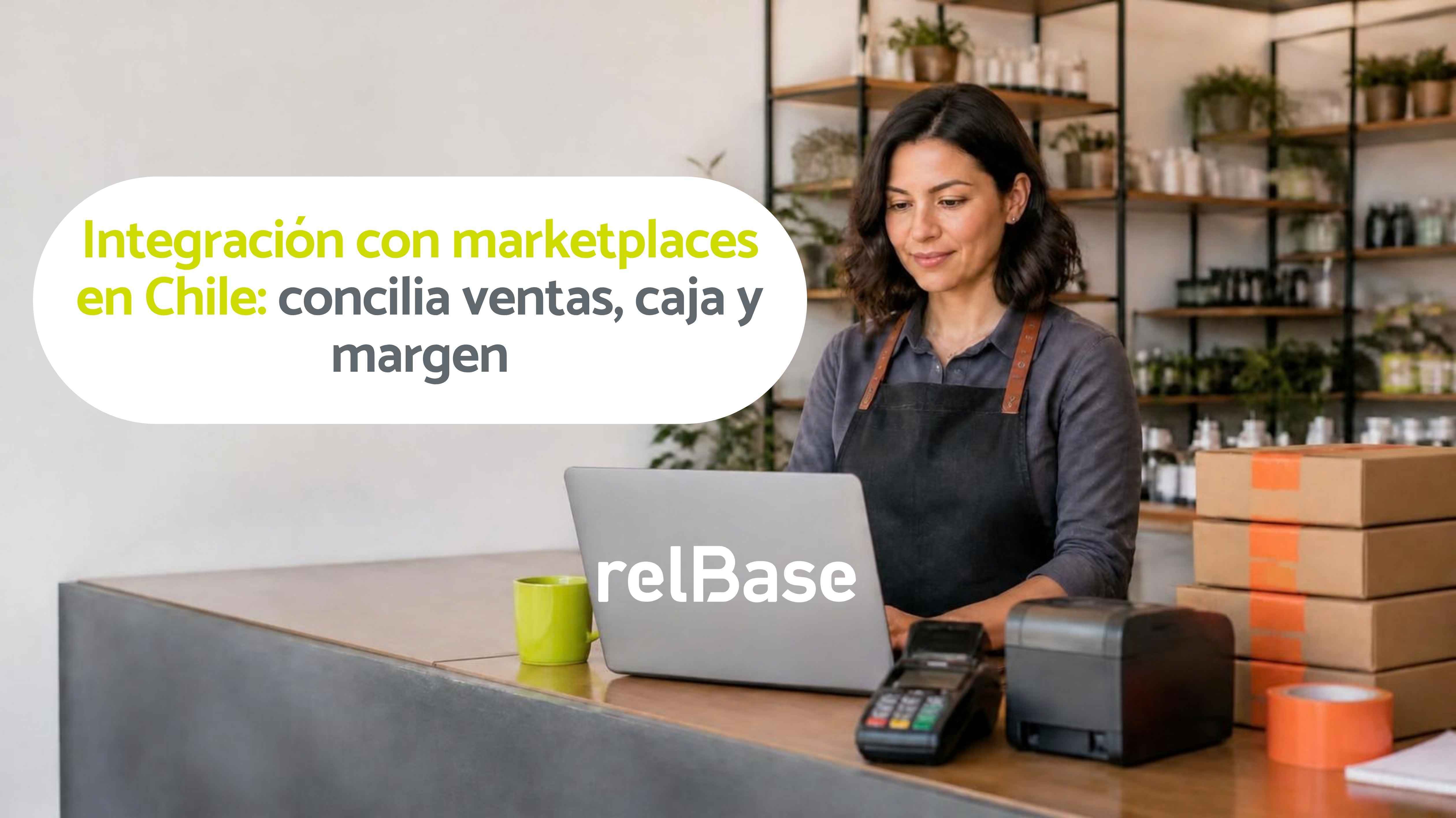 Dueña de pyme revisando ventas de su tienda física y marketplaces en un ERP